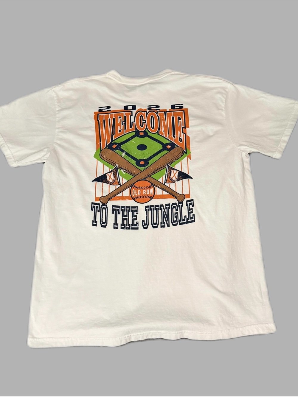Old Row Welcome To The Jungle Baseball Pocket Tee, White, Size XL Auburn Tigers